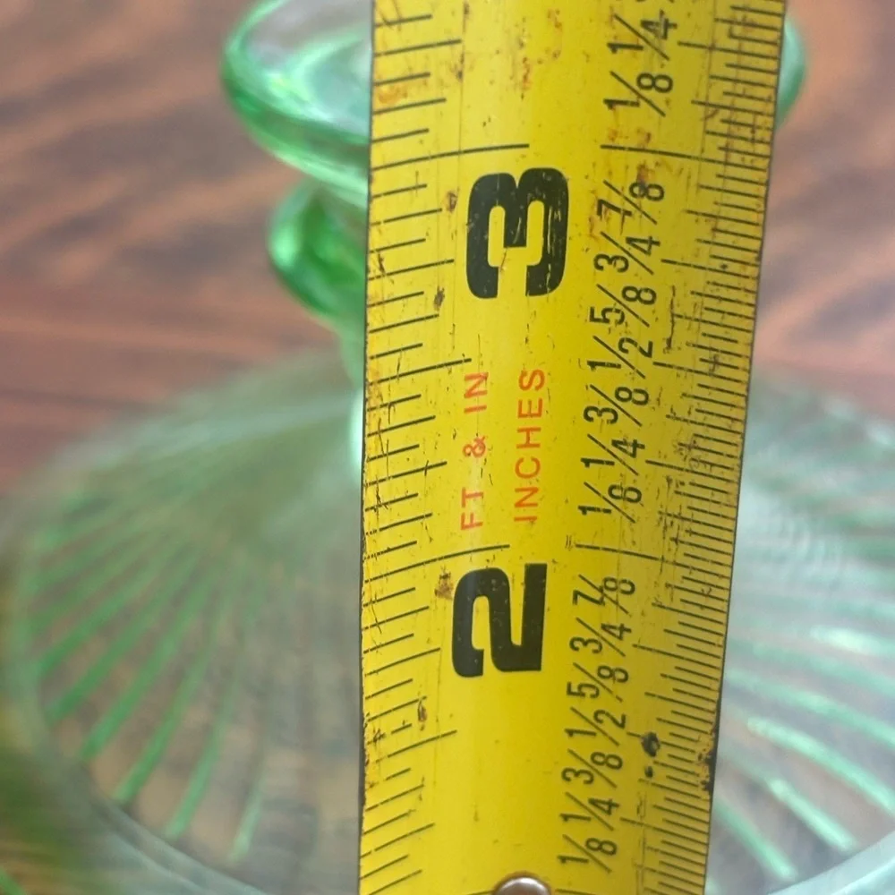 Green depression/uranium glass candle holder